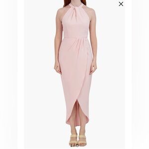 Julia Jordan Knot Neck Tulip Hem Midi Dress in blush pink